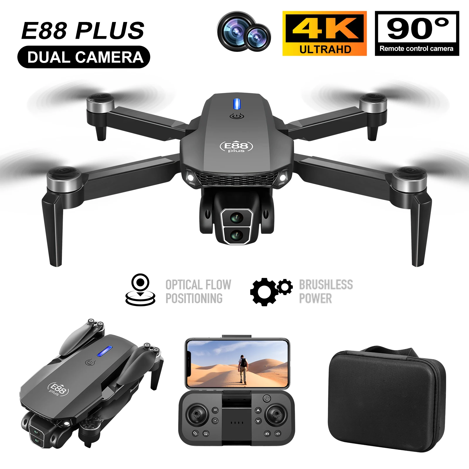Rc Helicopter Case - Neue E88 Plus Quadrocopter-Drohne: 90 °